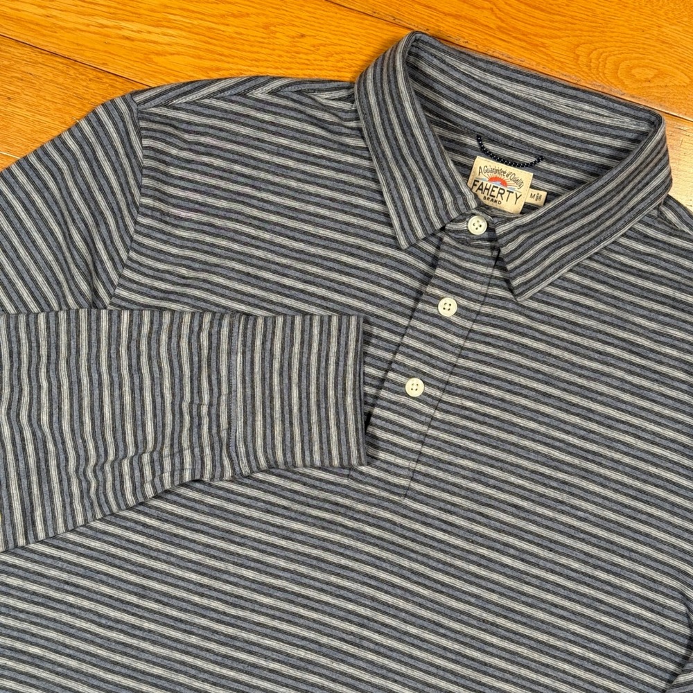 Faherty Medium Long Sleeve Striped Polo Shirt‎